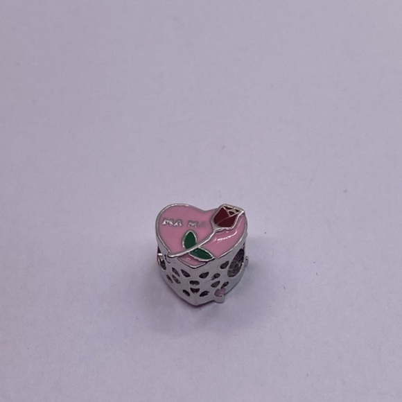 925 Silver Charm Spacer European Bead DIY Ma Ma Heart Rose Design - Picture 3 of 6